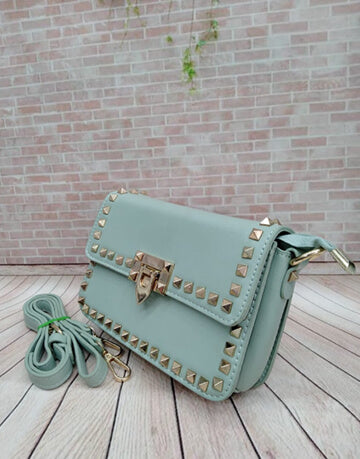 Mint green studded bag