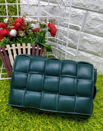 Puffered Green & Red Sling Bag